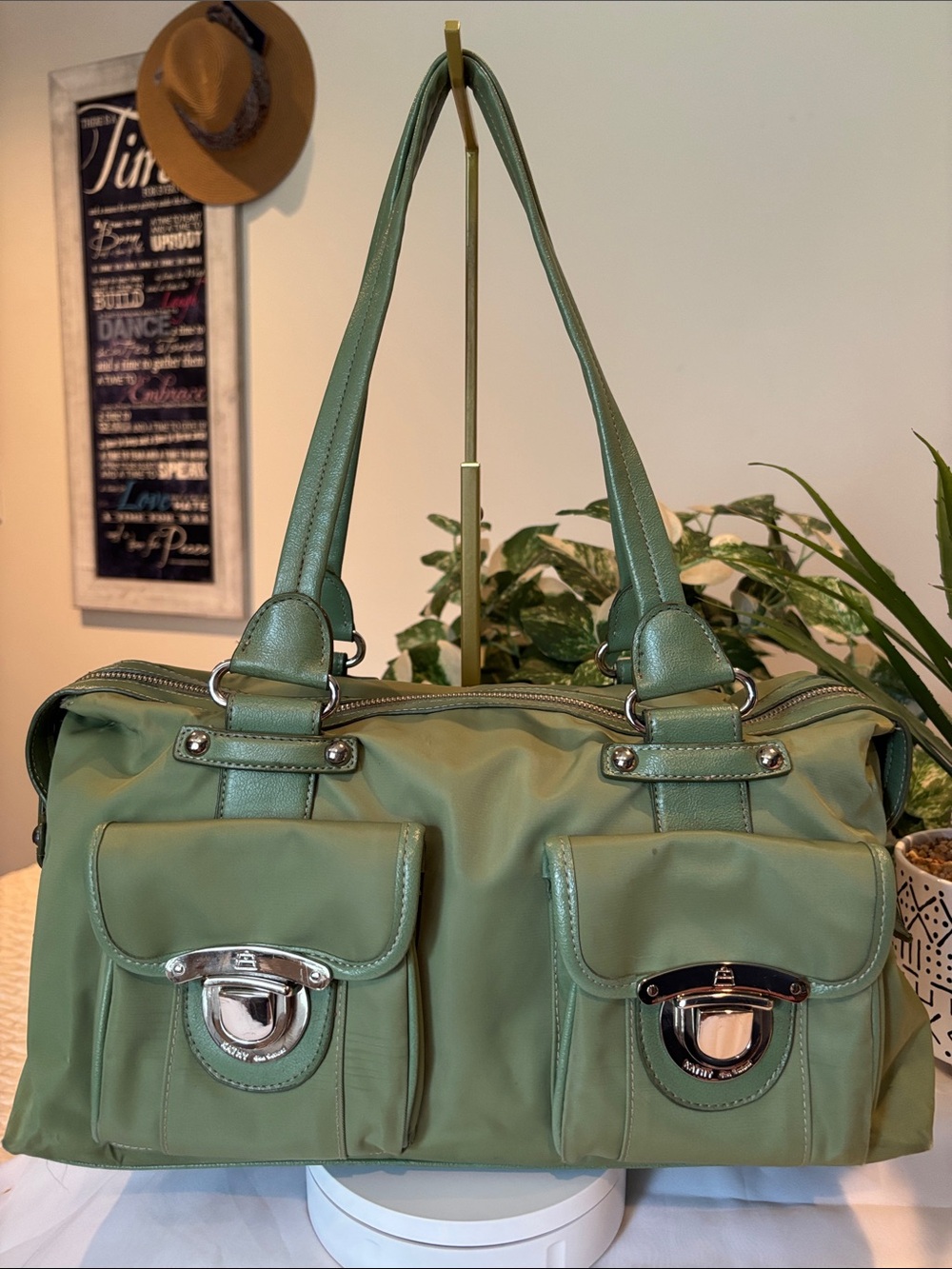 Green Shoulder Tote Bag